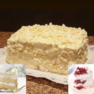 Torta "Sin pelea" Merengue frambuesa y lúcuma